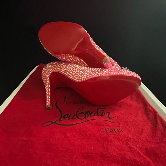 Christian Louboutin Barbie Pink Swarovski Crystal Rhinestone Heels Size 36.5 - Picture 7 of 8